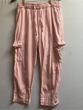 GAP Linen Blend Cargo Pants Size M Relaxed Fit Drawstring Trouser